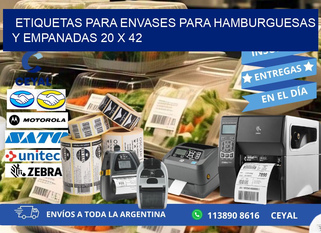 ETIQUETAS PARA ENVASES PARA HAMBURGUESAS Y EMPANADAS 20 x 42
