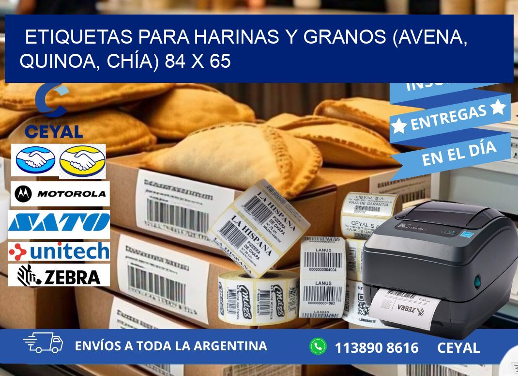 ETIQUETAS PARA HARINAS Y GRANOS (AVENA, QUINOA, CHÍA) 84 x 65