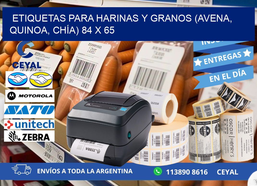 ETIQUETAS PARA HARINAS Y GRANOS (AVENA, QUINOA, CHÍA) 84 x 65