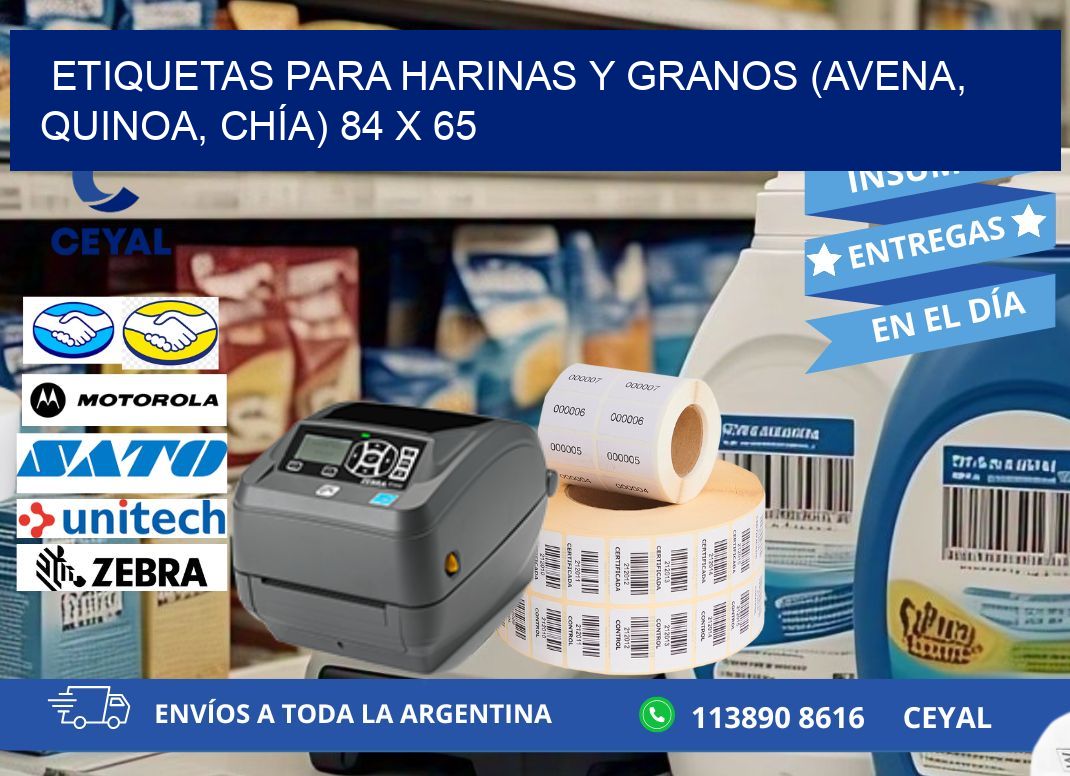 ETIQUETAS PARA HARINAS Y GRANOS (AVENA, QUINOA, CHÍA) 84 x 65