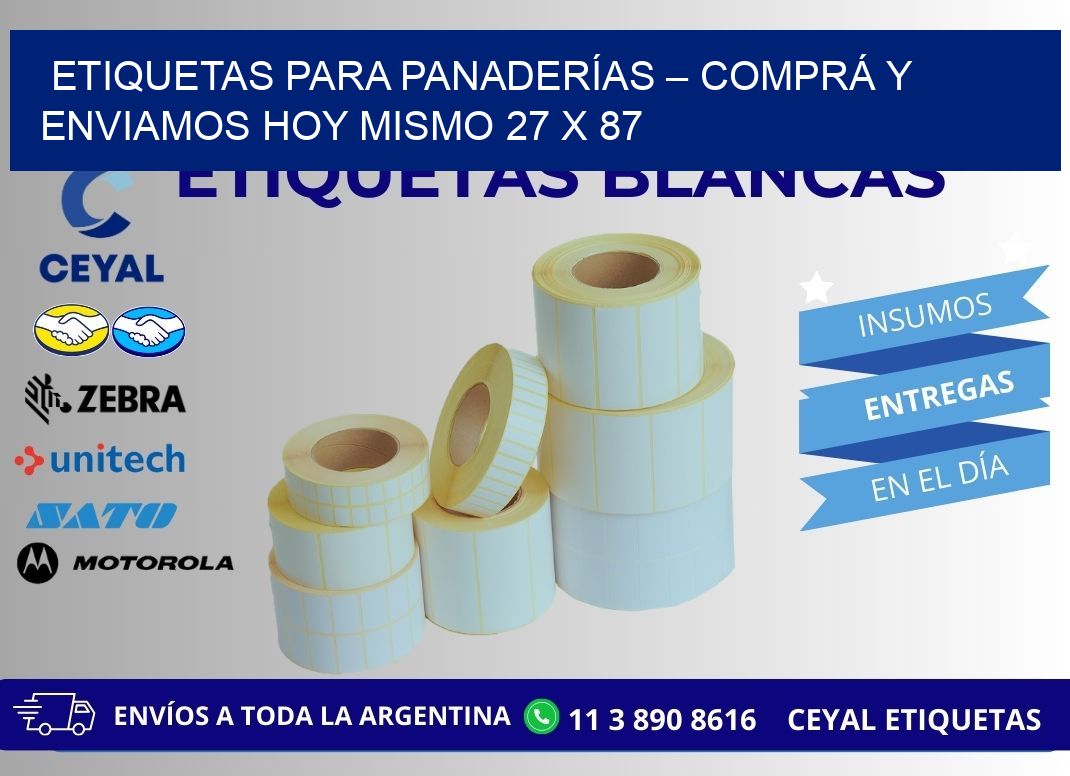 ETIQUETAS PARA PANADERÍAS – COMPRÁ Y ENVIAMOS HOY MISMO 27 x 87