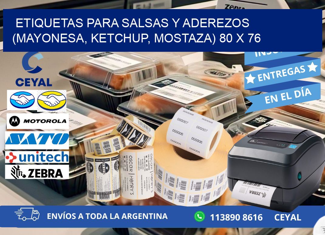 ETIQUETAS PARA SALSAS Y ADEREZOS (MAYONESA, KETCHUP, MOSTAZA) 80 x 76