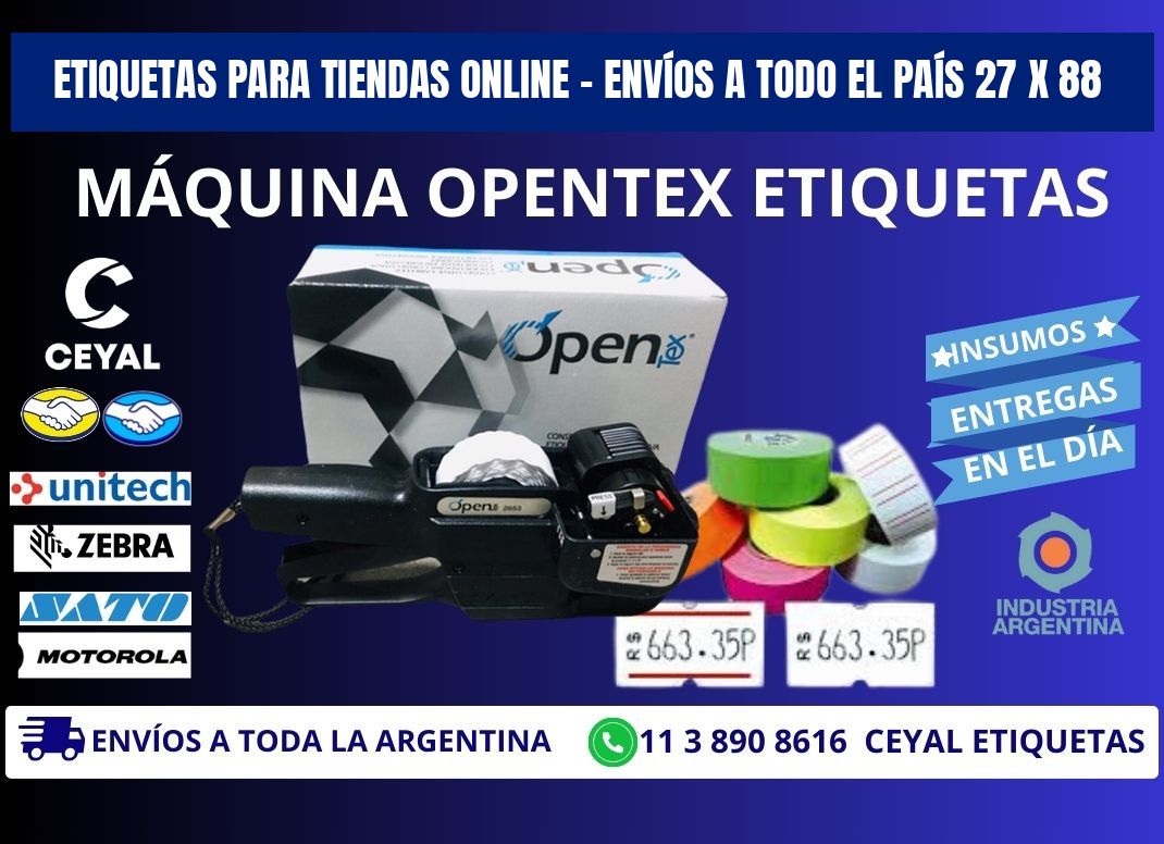 ETIQUETAS PARA TIENDAS ONLINE – ENVÍOS A TODO EL PAÍS 27 x 88