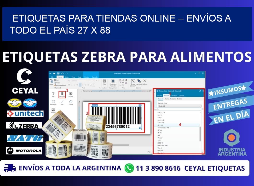 ETIQUETAS PARA TIENDAS ONLINE – ENVÍOS A TODO EL PAÍS 27 x 88