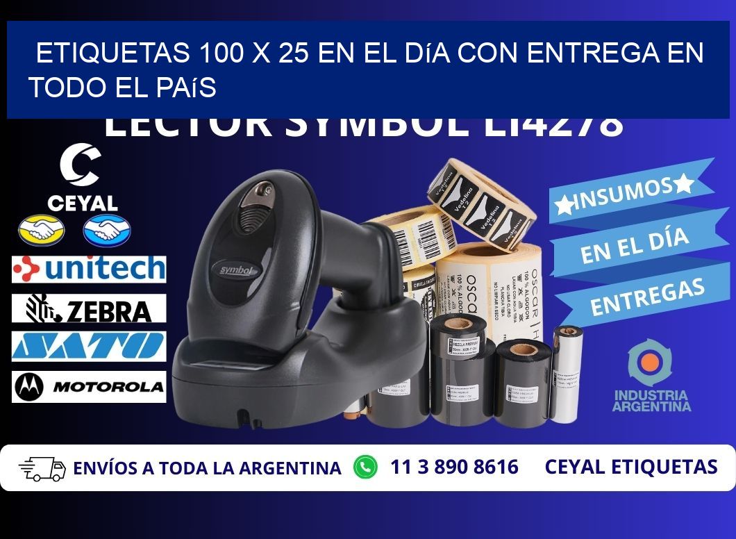 Etiquetas 100 x 25 en el Día con Entrega en Todo el País