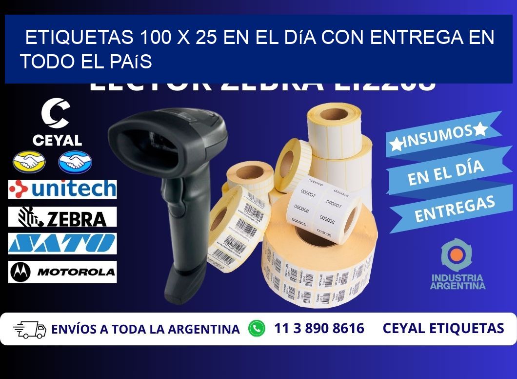 Etiquetas 100 x 25 en el Día con Entrega en Todo el País