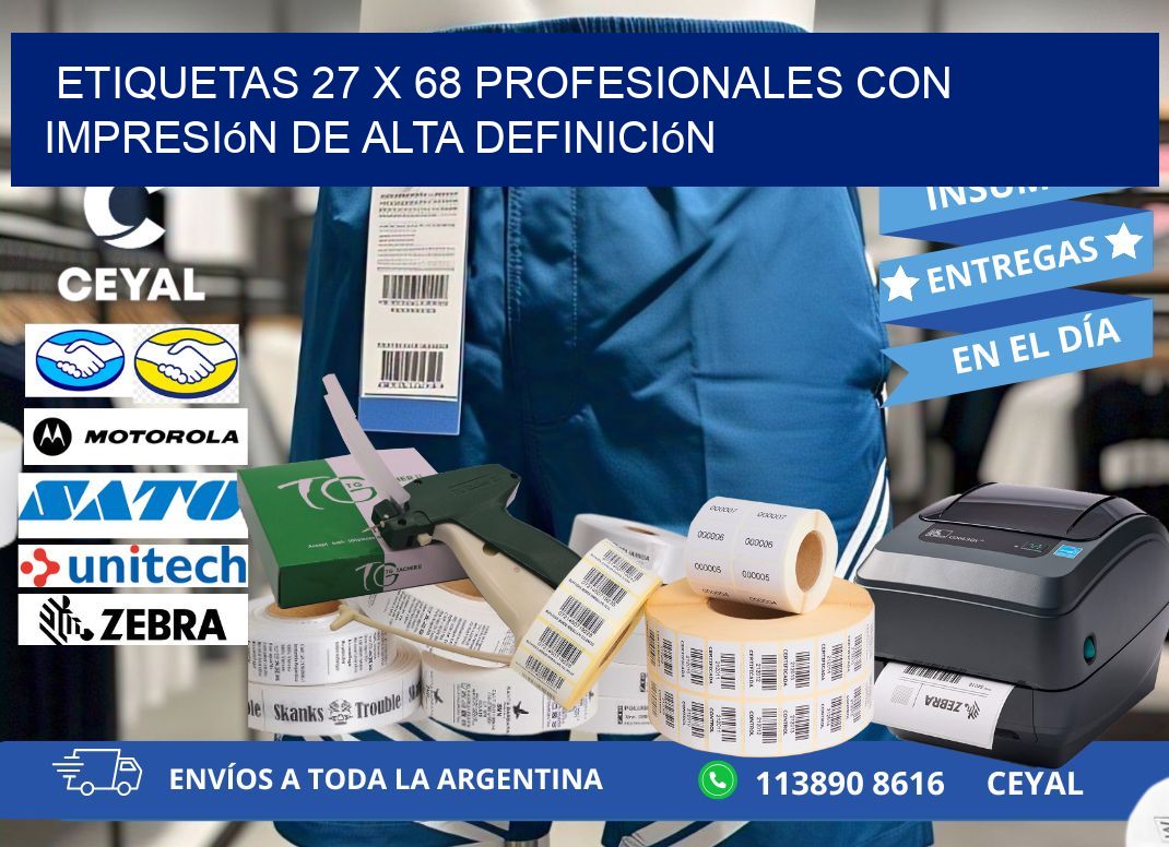 Etiquetas 27 x 68 Profesionales con Impresión de Alta Definición