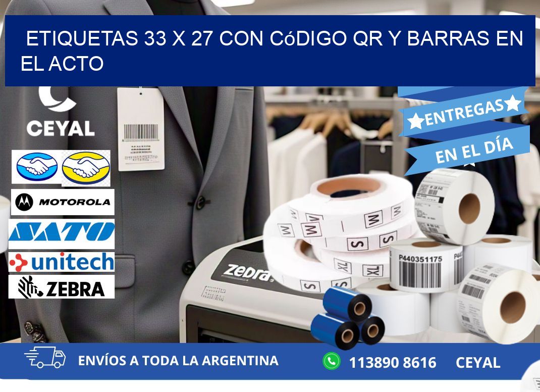 Etiquetas 33 x 27 con Código QR y Barras en el Acto