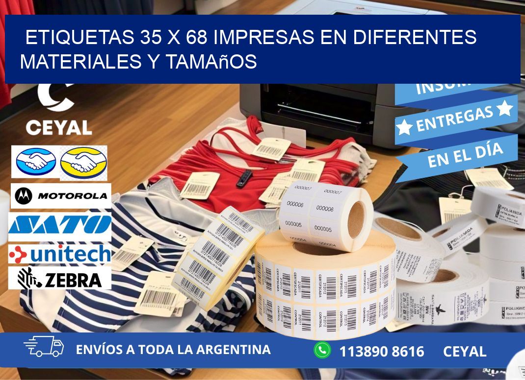 Etiquetas 35 x 68 Impresas en Diferentes Materiales y Tamaños