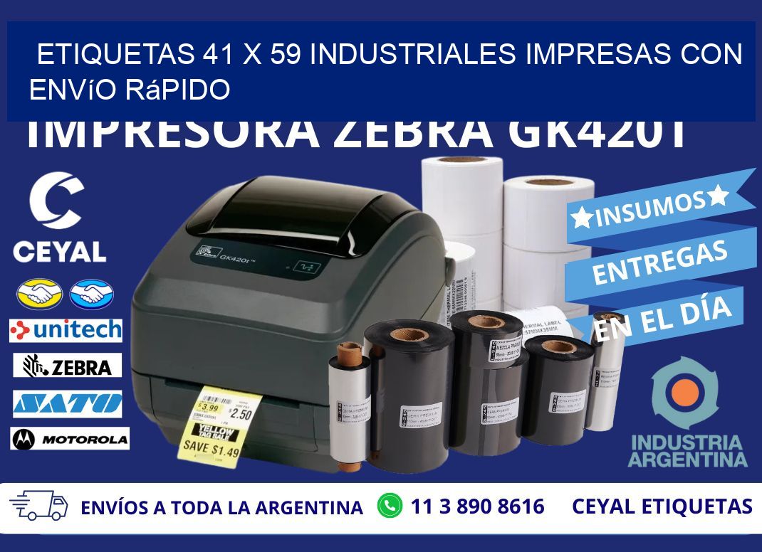 Etiquetas 41 x 59 Industriales Impresas con Envío Rápido