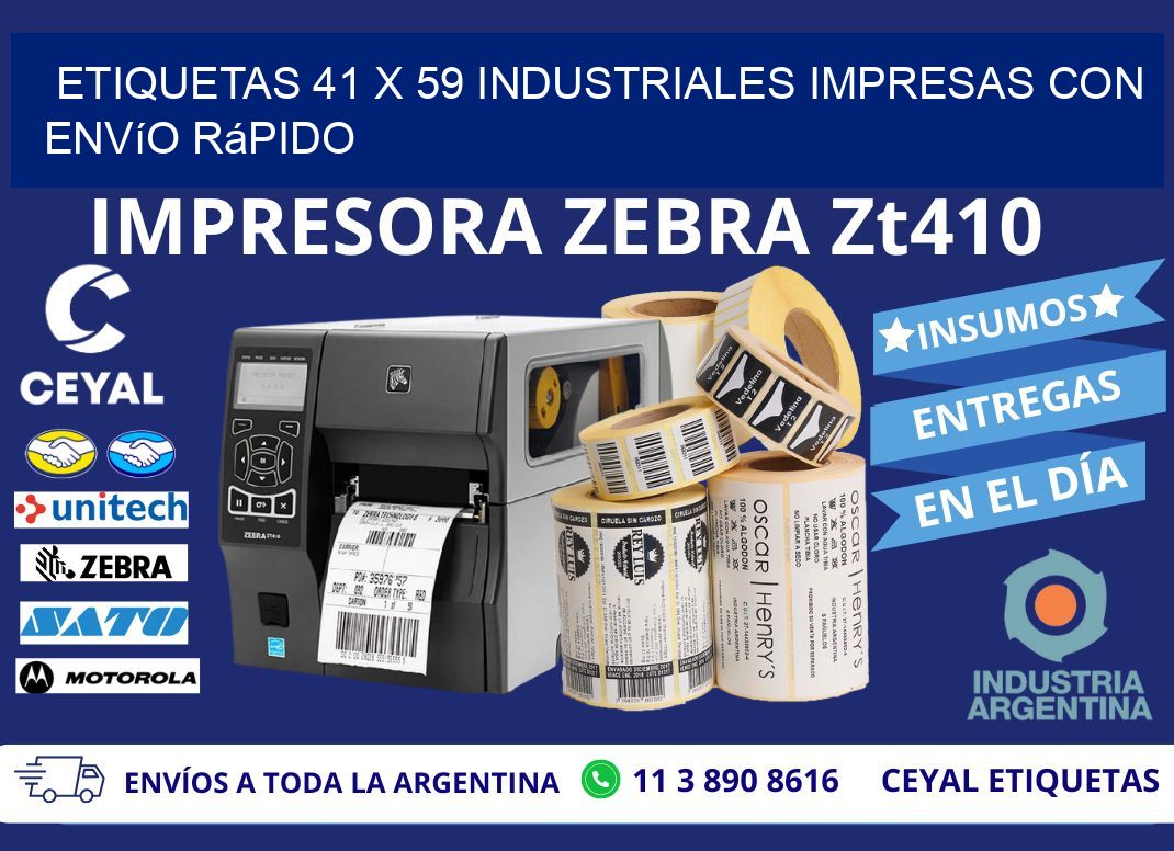 Etiquetas 41 x 59 Industriales Impresas con Envío Rápido