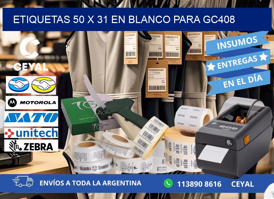 Etiquetas 50 x 31 en blanco para gc408