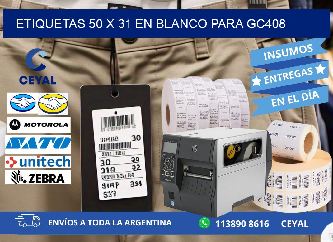 Etiquetas 50 x 31 en blanco para gc408