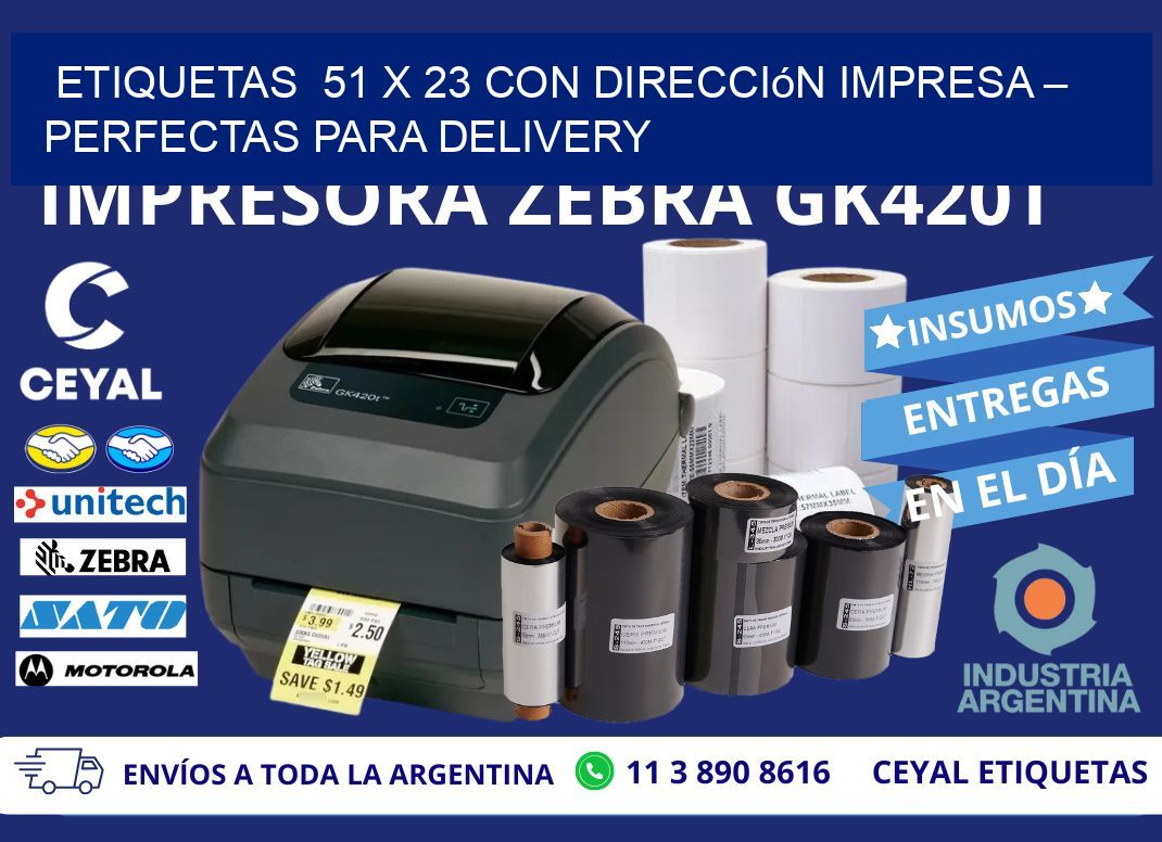 Etiquetas  51 x 23 con Dirección Impresa – Perfectas para Delivery