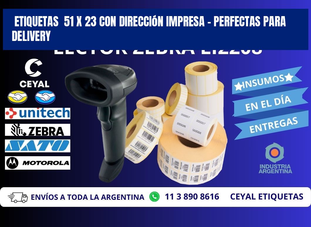 Etiquetas  51 x 23 con Dirección Impresa – Perfectas para Delivery