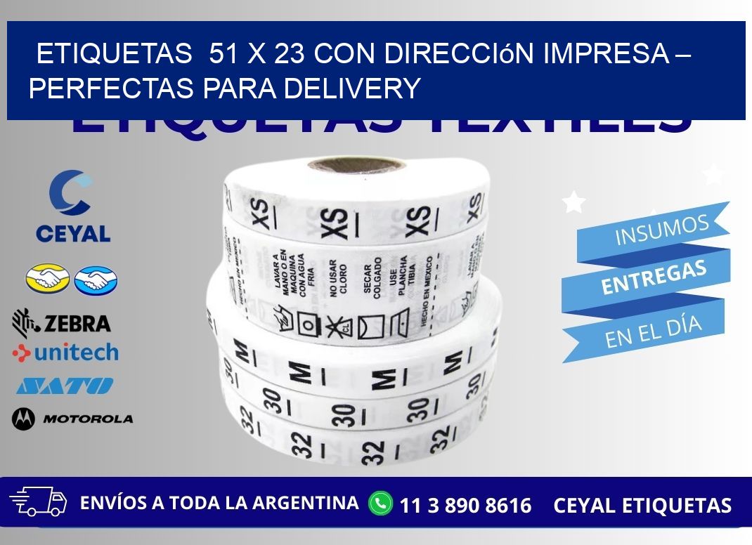 Etiquetas  51 x 23 con Dirección Impresa – Perfectas para Delivery