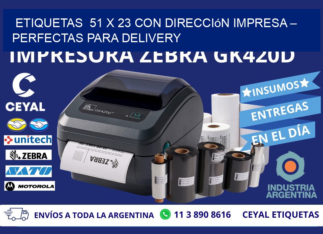 Etiquetas  51 x 23 con Dirección Impresa – Perfectas para Delivery