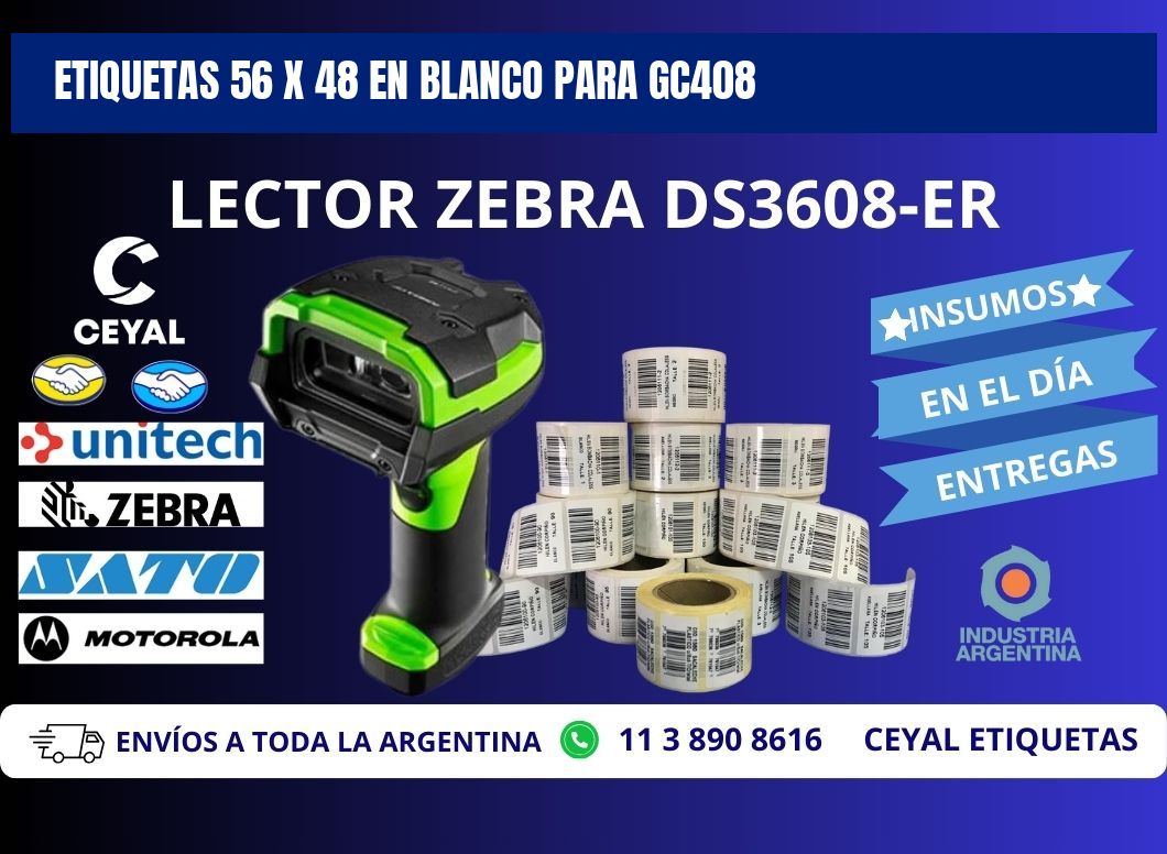 Etiquetas 56 x 48 en blanco para gc408