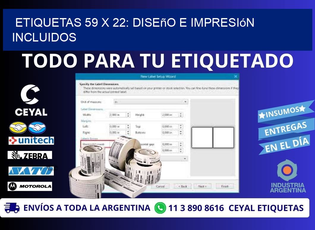Etiquetas 59 x 22: Diseño e Impresión Incluidos