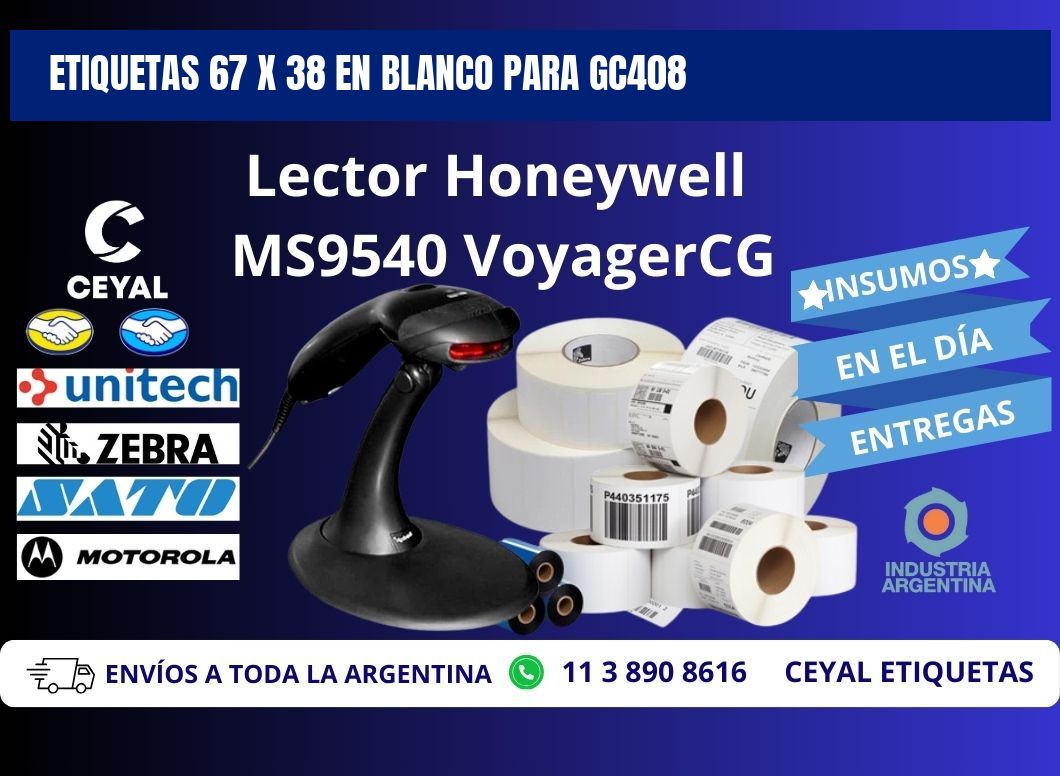 Etiquetas 67 x 38 en blanco para gc408