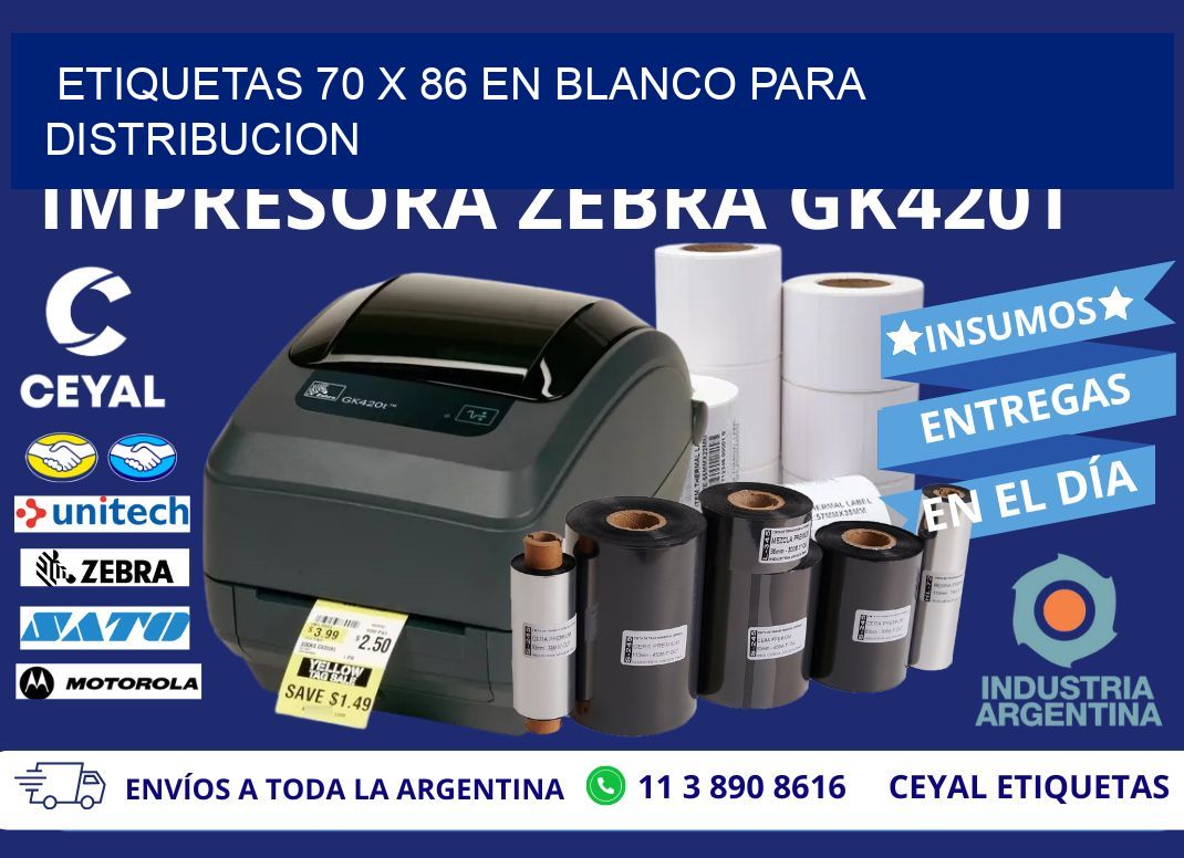 Etiquetas 70 x 86 en blanco para distribucion