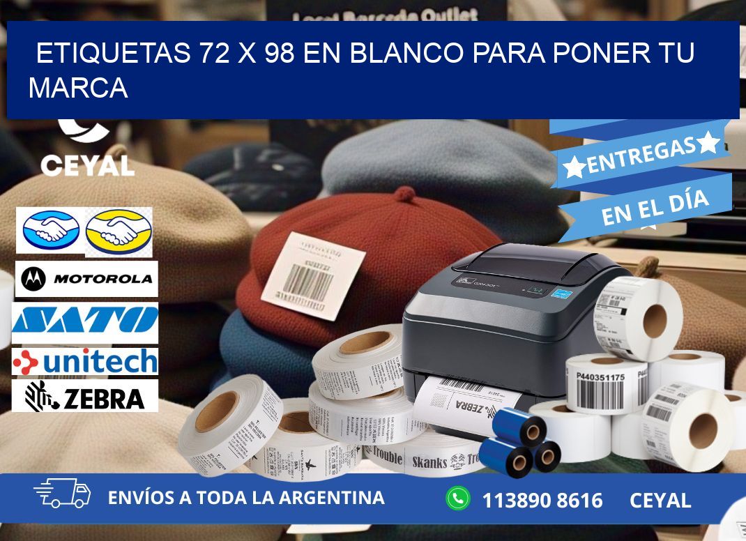 Etiquetas 72 x 98 en blanco para poner tu marca