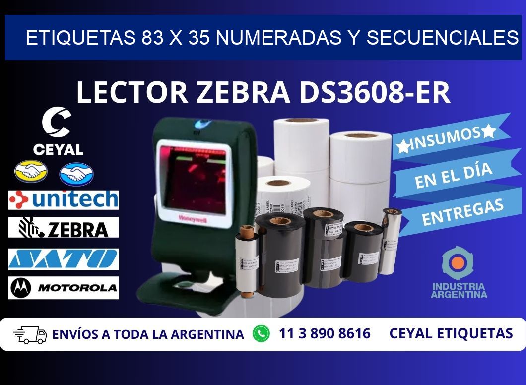 Etiquetas 83 x 35 Numeradas y Secuenciales