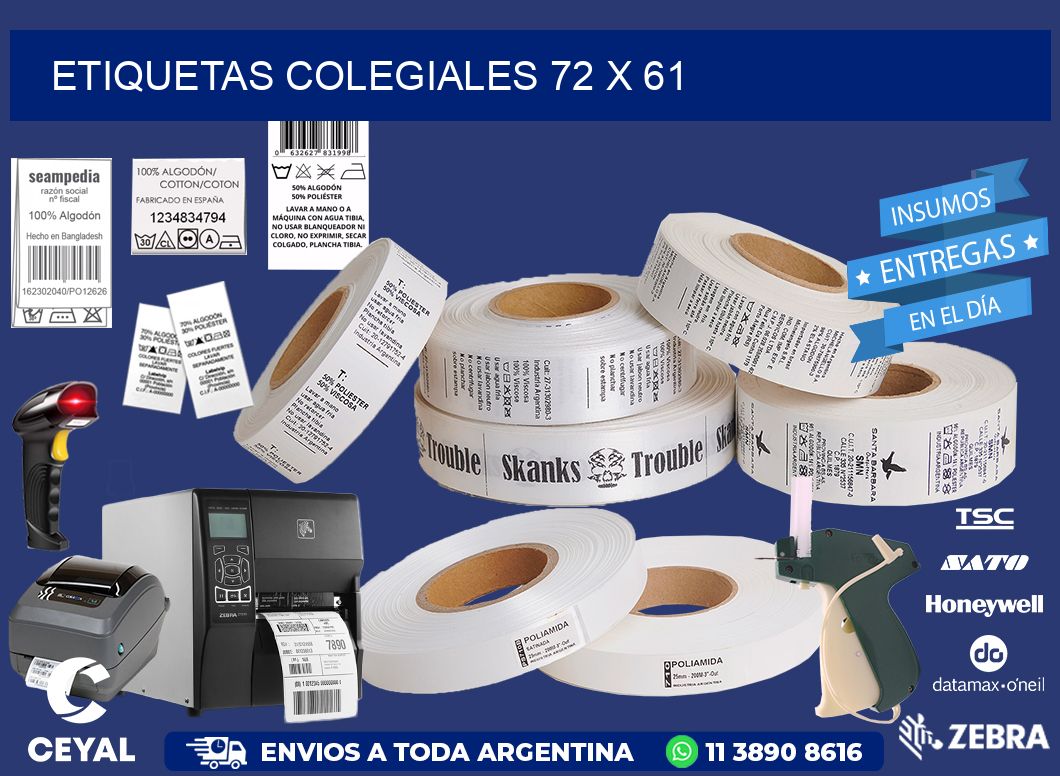 Etiquetas Colegiales 72 x 61