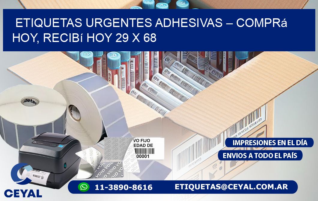 Etiquetas Urgentes Adhesivas – Comprá Hoy, Recibí Hoy 29 x 68