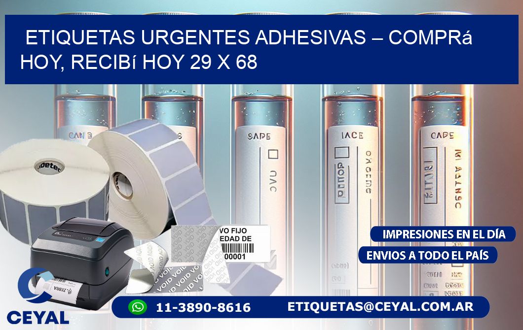 Etiquetas Urgentes Adhesivas – Comprá Hoy, Recibí Hoy 29 x 68