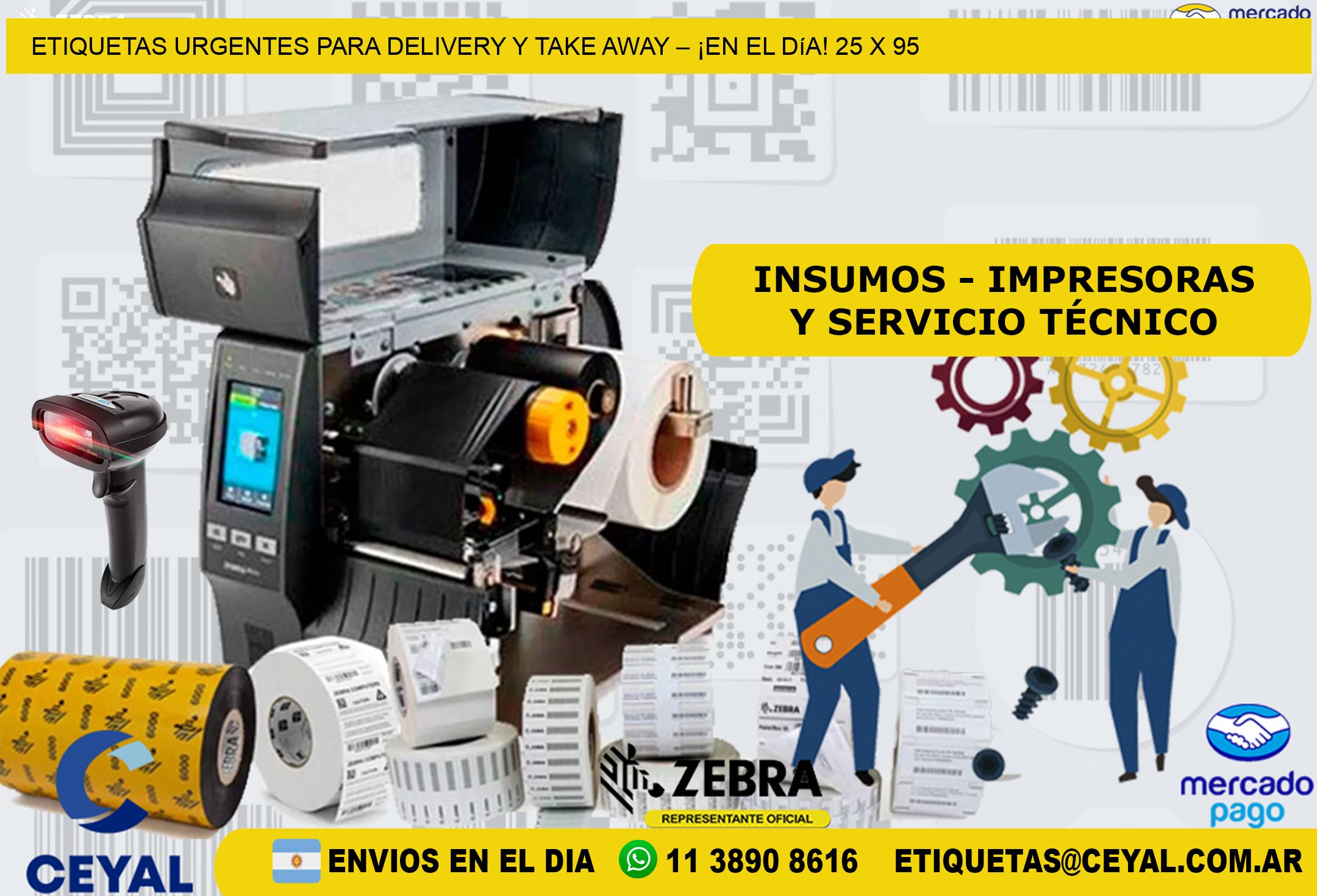 Etiquetas Urgentes para Delivery y Take Away – ¡En el Día! 25 x 95