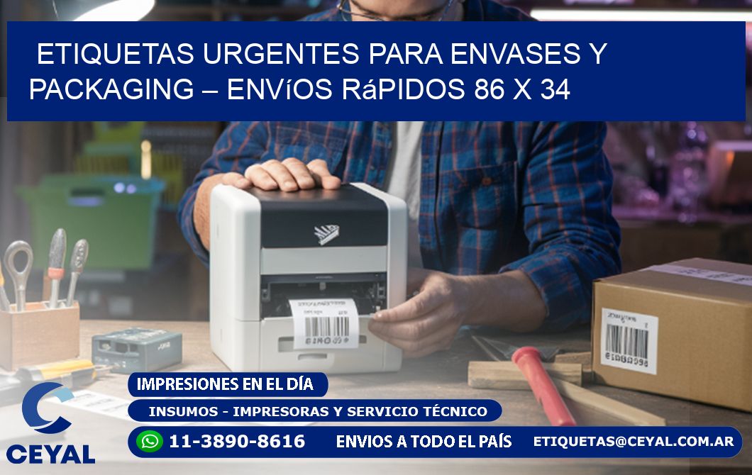 Etiquetas Urgentes para Envases y Packaging – Envíos Rápidos 86 x 34