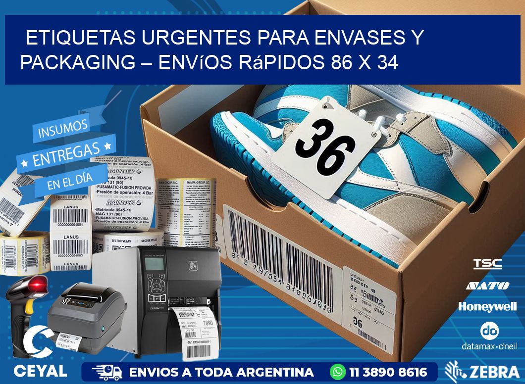 Etiquetas Urgentes para Envases y Packaging – Envíos Rápidos 86 x 34