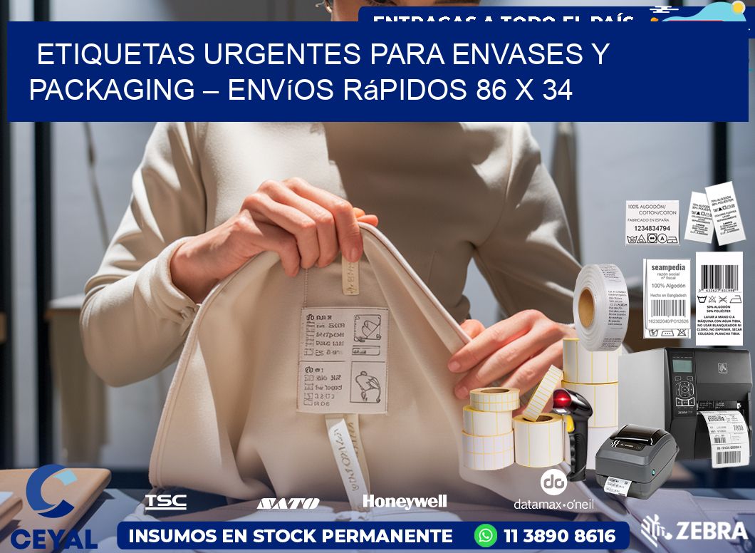 Etiquetas Urgentes para Envases y Packaging – Envíos Rápidos 86 x 34