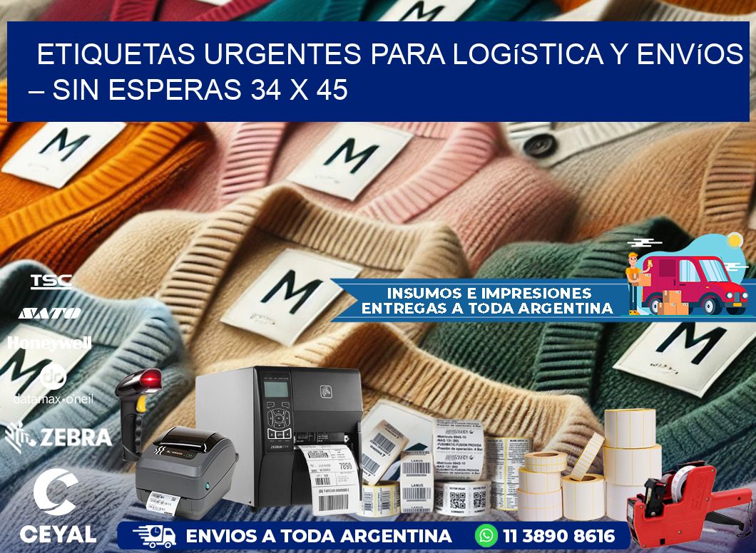 Etiquetas Urgentes para Logística y Envíos – Sin Esperas 34 x 45