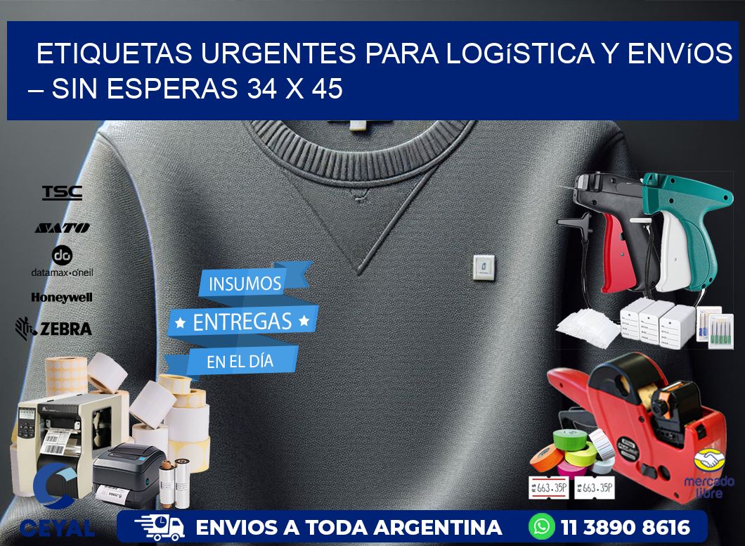 Etiquetas Urgentes para Logística y Envíos – Sin Esperas 34 x 45