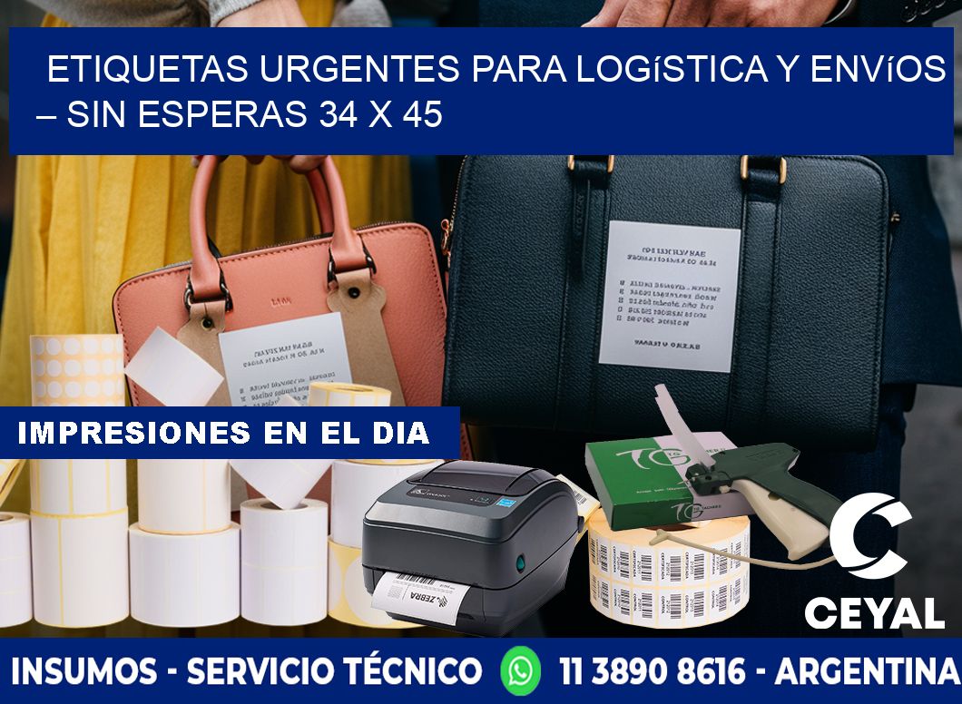 Etiquetas Urgentes para Logística y Envíos – Sin Esperas 34 x 45