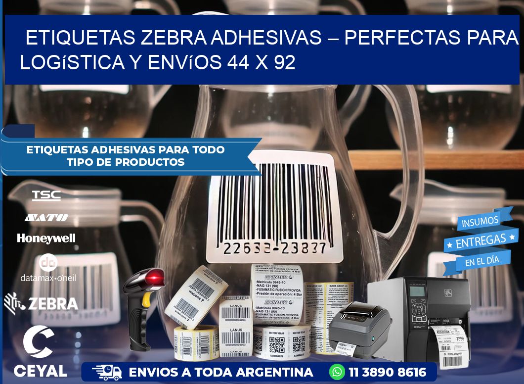 Etiquetas Zebra Adhesivas – Perfectas para Logística y Envíos 44 x 92