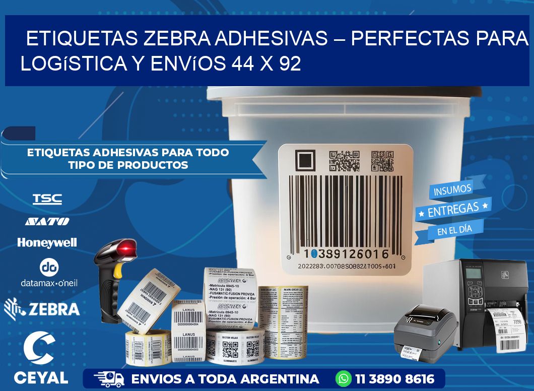 Etiquetas Zebra Adhesivas – Perfectas para Logística y Envíos 44 x 92