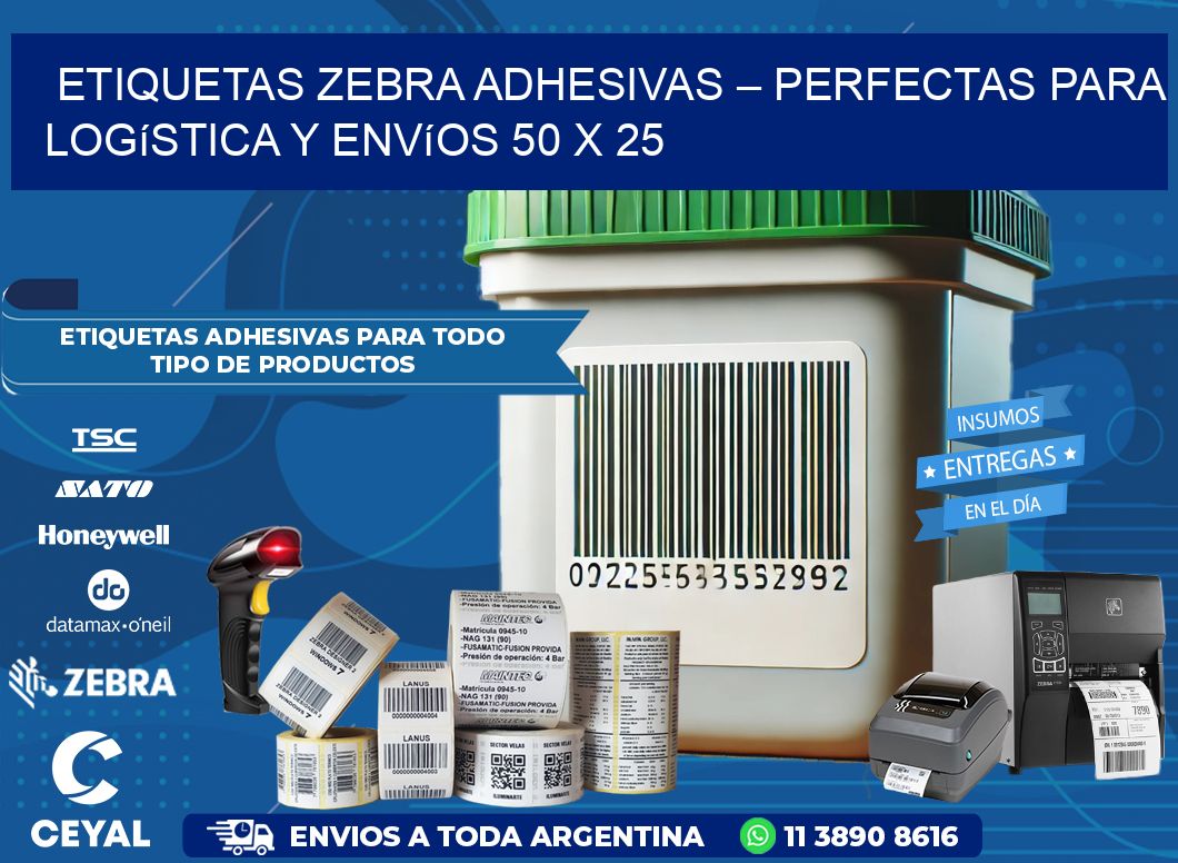 Etiquetas Zebra Adhesivas – Perfectas para Logística y Envíos 50 x 25