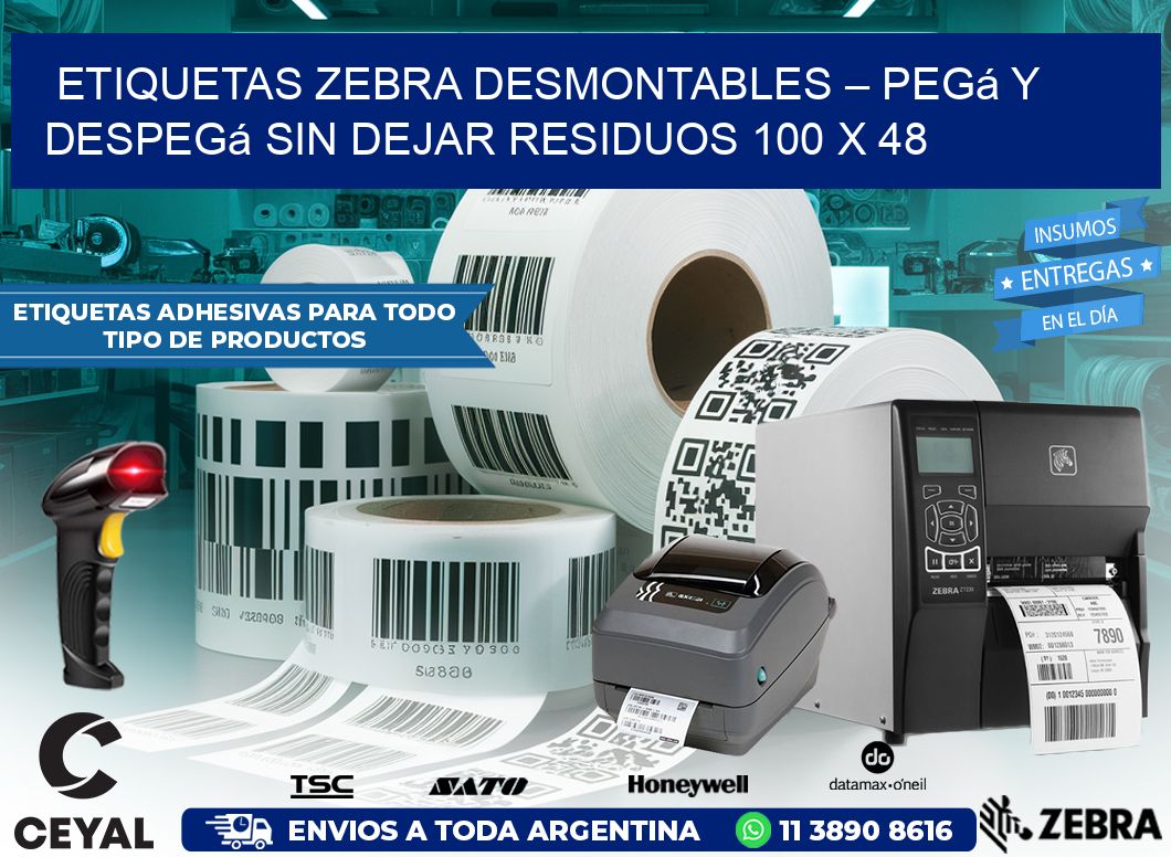 Etiquetas Zebra Desmontables – Pegá y Despegá Sin Dejar Residuos 100 x 48