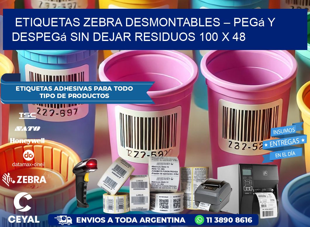 Etiquetas Zebra Desmontables – Pegá y Despegá Sin Dejar Residuos 100 x 48