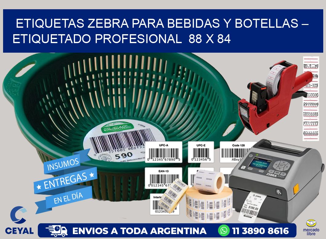 Etiquetas Zebra para Bebidas y Botellas – Etiquetado Profesional  88 x 84