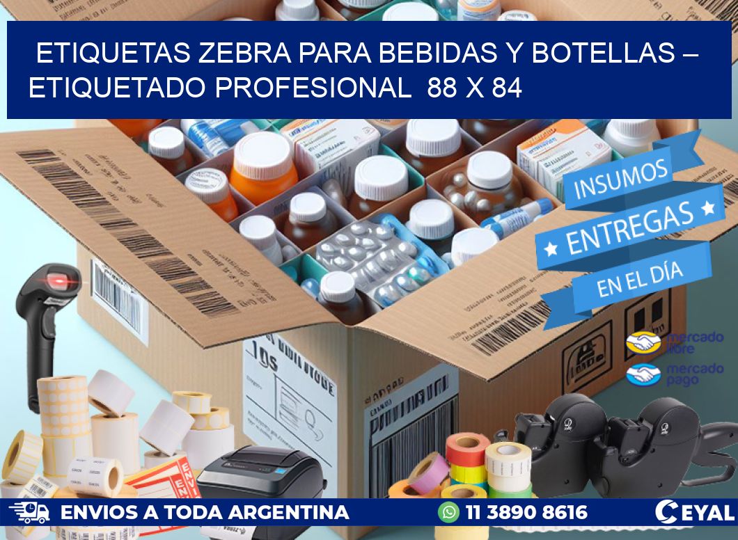 Etiquetas Zebra para Bebidas y Botellas – Etiquetado Profesional  88 x 84