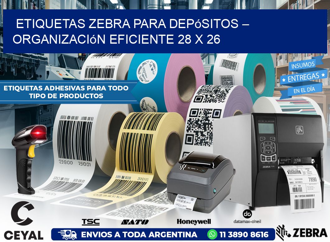 Etiquetas Zebra para Depósitos – Organización Eficiente 28 x 26