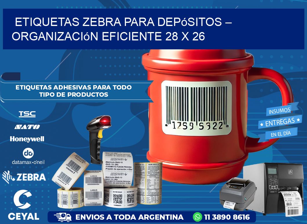 Etiquetas Zebra para Depósitos – Organización Eficiente 28 x 26