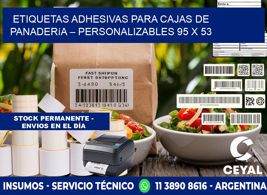 Etiquetas adhesivas para cajas de panadería – Personalizables 95 x 53