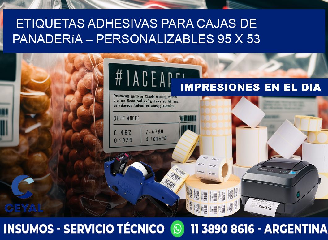 Etiquetas adhesivas para cajas de panadería – Personalizables 95 x 53