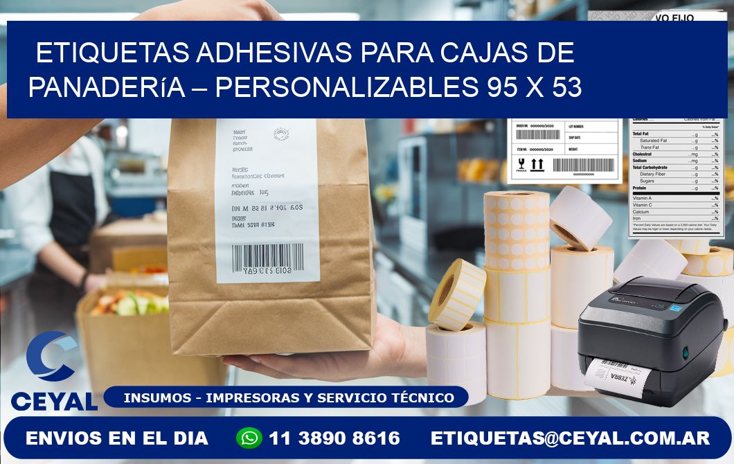 Etiquetas adhesivas para cajas de panadería – Personalizables 95 x 53