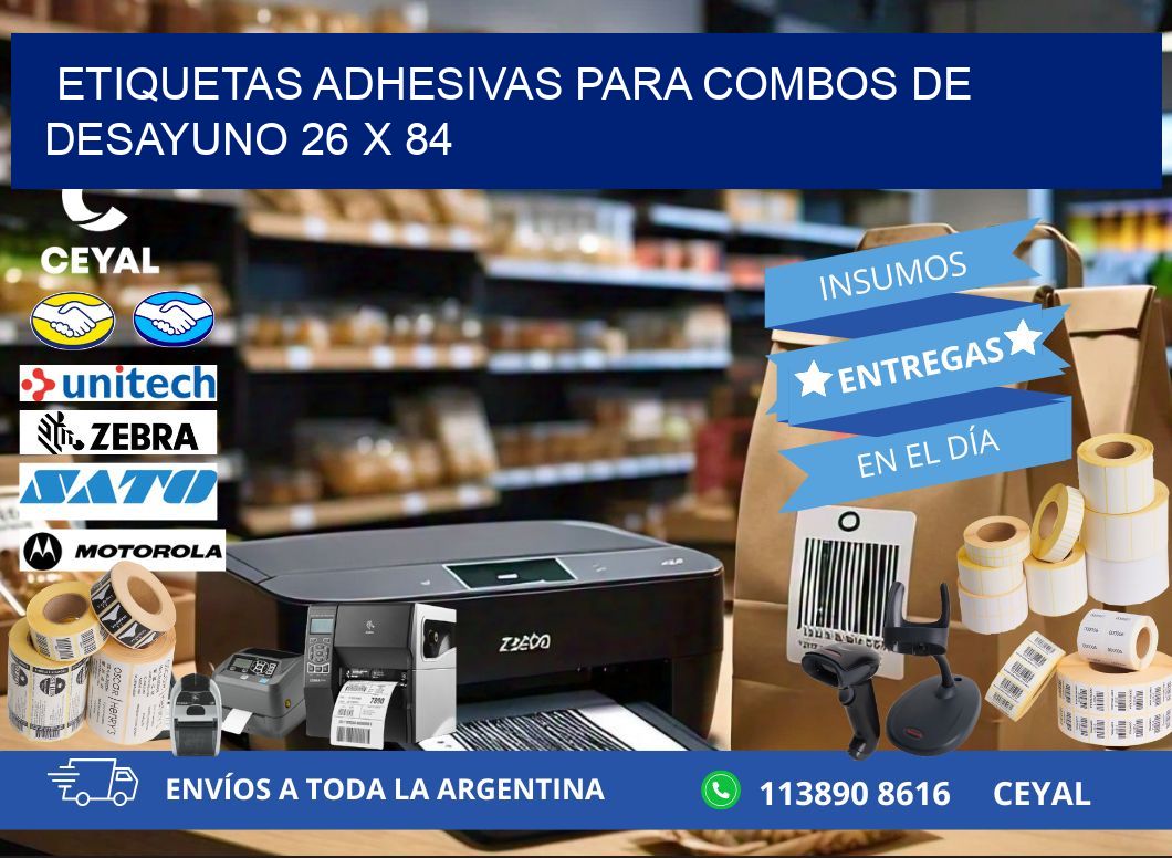 Etiquetas adhesivas para combos de desayuno 26 x 84